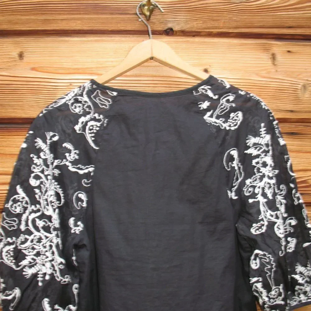 NWT Anthropologie Edme & Esyllte Embroidered Puff Sleeve Blouse Top